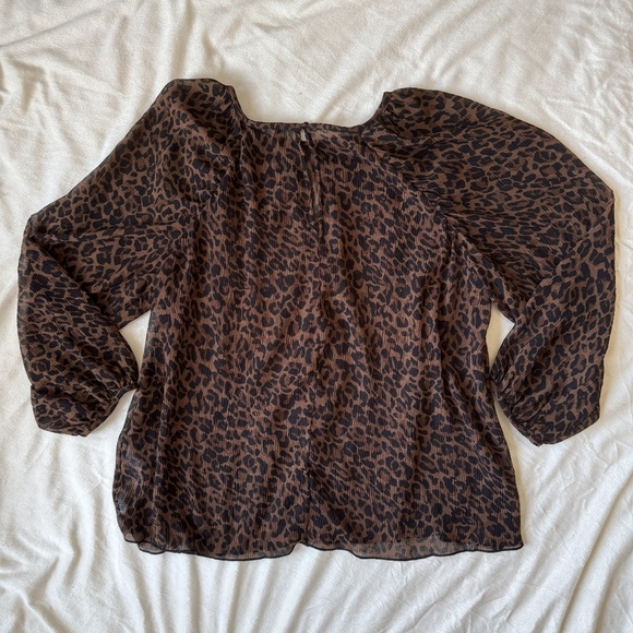 Zara Brown Sheer Leopard Print Blouse - Picture 5 of 9